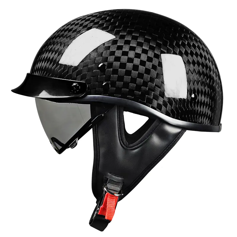 805 Cască de motocicletă cu jumătate de față din fibră de carbon Cască retro de motocross pentru turism și curse