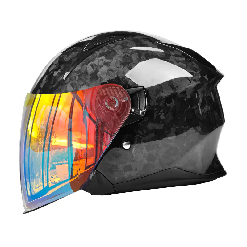 OF811 Cască de motocicletă deschisă din fibră de carbon, certificată DOT Cască cu viziere duble